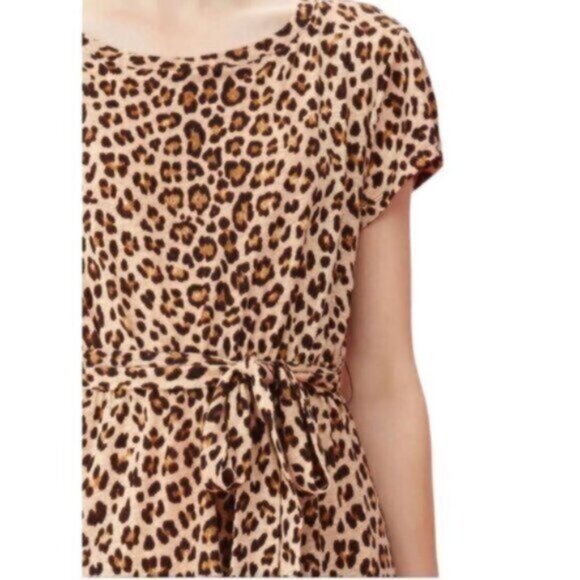 NWT Rebecca Taylor | Leopard Print Tie-Front Mini Jersey Dress Size Medium - Picture 4 of 10